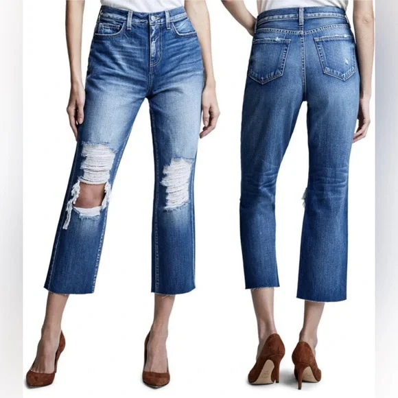 New L'AGENCE Adele Rigid Stovepipe High Rise Crop Jeans in Newberry Size 28